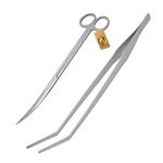 Foodie Puppies 2 in 1 Aquarium Accessories Stainless Steel Tweezers and Scissors Combo - (Shears + Curve Tweezer - Large) for Fish Tank/Aquarium Plants, Terrarium Plants, and Aquascaping