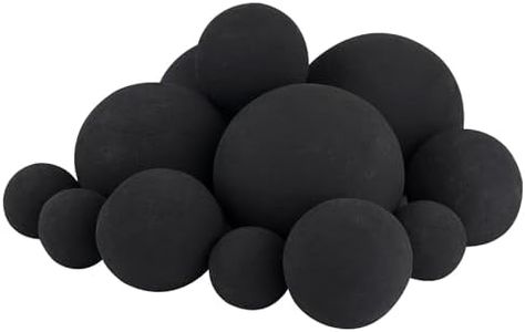 Skyflame 12PCS Ceramic Fire Balls, Mixed of 4 Sizes Fire Pit Balls Set for Indoor and Outdoor Fire Tables or Fireplaces Accessory, Black