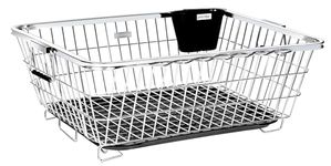 Plantex Stainless Steel Dish Drainer Basket for Kitchen Utensils/Dish Drying Rack with Drainer/Bartan Basket/Plate Stand(Size- 58.5x44.5x23.5 CM - Chrome Finish)