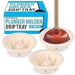 Universal Toilet Plunger Holder Drip Tray Caddy Pack of 3, Hygienically Holds All Sink & Toilet Plungers, Allows Water to Evaporate Easily, Low Profile Design, Excellent for Kitchens and Bathrooms