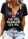 It's Me Hi I'm The Problem Shirt for Women Singer Fans Gift Tops Vintage Country Music T-Shirt Music Lovers Tee (XL, Black)