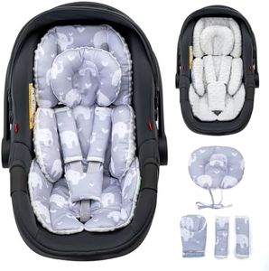 Baby Car Seat Head Support with Extra Headrest, Adjustable Infant Car Seat Insert with Shoulder Pads Set, Breathable Mink Dot Carseat Cushion for Newborn, Fits for Stroller, Baby Swing, Bouncer
