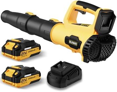 LEAPUL Leaf Blower, 21V Electric Cordless Leaf Blower, 2 X 2.0Ah Batteries and Charger Included, Lightweight Leaf Blower for Patio Cleaning, Lawn Care, Blowing Leaves and Dust, etc. LP69, Yellow