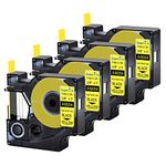 USUPERINK 4PK Compatible Labels Tape Replacement for DYMO 18054 9mm 3/8" x 5ft Black on Yellow Heat Shrink Tube Labels for Cables Use with Rhino 3000 4200 5200 5000 6000 Industrial Label Maker