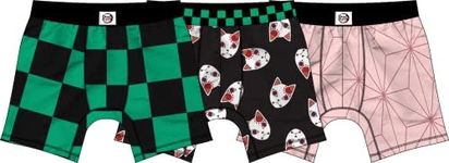 Bioworld Demon Slayer Character Patterns Men’s 3-Pack Boxer Briefs-Small Multicolored