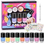 Kid Nail Polish Set for Girls - Quick Dry Mini Nail Polish Kit with Gems Stickers, Non-Toxic Water-Based Peel-Off Low Odor Kids Nail Set for Ages 3+