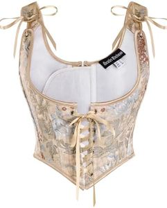 Scarlet Darkness Women's Renaissance Corset Underbust Boned Lace Up Corset Tops Beige Size 12