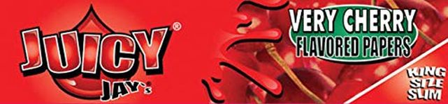 JUICY JAYS King Size Slim Rolling Paper Very Cherry Flavored Full Box of 24