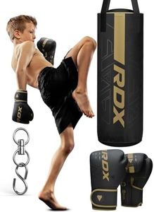 RDX Kids Punching Bag 2FT with Punch Gloves, Kara Heavy Filled Boxing Set,Non Tear Maya Hide Leather Junior Hanging Bag Kickboxing MMA Grappling Muay Thai Taekwondo Karate BJJ Workout Training