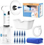 Ear Wax Removal Kit, Temodu Rechargeable Earwax Remove Removal Ear Irrigation System, and Effective Clean Ear, Features Disposable Tips & Ear Catch Basin (9+1 Disposable Tips) (Black)