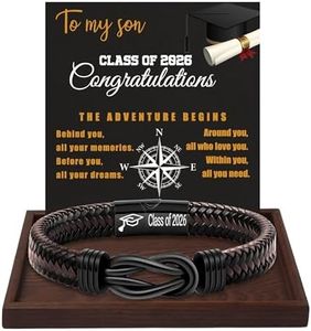 Btysun Master Degreen Graduation Gifts, Graduation Gifts Class of 2025 Gift for Him Leather Bracelet for Men Graduate Bracelet for Son Middle School Masters Degree College Jewelry Gift Set