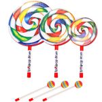 Foraineam 3 Pieces Lollipop Drum with Mallet 10 Inch 8 Inch 6 Inch Percussion Lollipop Hand Drum Musical Sound Tool Music Rhythm Instruments