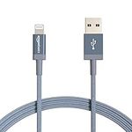 Amazon Basics USB-A to Lightning Charger Cable, Nylon Braided Cord, MFi Certified Charger for Apple iPhone 14 13 12 11 X Xs Pro, Pro Max, Plus, iPad, 1.8 m, Dark Gray