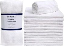 Bumble Deluxe Bar Towels | 16” x 19” Premium Bar Mop for Kitchen | Super Absorbent Kitchen Towels | 100% Cotton Heavy Weight 2-ply Yarn| Ribbed Weave (12 Pack) (White)