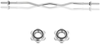 Trintion EZ Bar, EZ Curl Bar 4ft, Barbell Bar 1 inch,Olympic Barbell Weight Bar with 2 Spring Clips for Bicep Curls and Weight Lifting