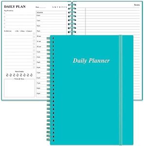 Heveboik Daily Planner Undated - B5 To Do List Notebook Hourly Schedules, Spiral Appointment for Women and Men, PVC Hardcover, Inner Pocket, Elastic Closure, 7/'' x 10/'', Teal (HEVE-DAILY-B5-TEAL)