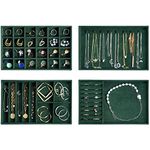 ProCase Stackable Jewelry Organizer Trays for Drawers, Jewelry Drawer Inserts Container Display Case Storage for Earring Necklace Rings Bracelet with Removable Dividers -Green, 4 Layers