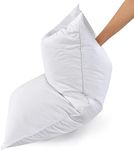 Set of 2 White Goose Feather Bed Pillows - Soft 600 Thread Count 100% Cotton, Medium Firm,Soft Support Surround Fill Polyester Queen Size,White Solid