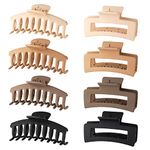 Wekin Hair Clips, Large Hair Claw Clips - 8 Pack, 4.3" Clips for Women & Girls, Strong Hold Matte Claw Hair Clips for Thick & Thin Hair, 4 Neutral Colors (Cream, Beige, Dark Brown, Black)