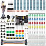 Miuzei Basic Starter Kit for Arduino Projects, Breadboard, Jumper Wires, Power Supply, Resistors, LED, Electronic Kit Compatible with Arduino, Raspberry Pi