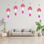 Alaukik Handmade Lotus Hangings for Decoration- 5 Pcs Pink Lotus Latkan with Lotus Buds - 12 inch/Diwali Pooja Wedding Festive and Home Decoration