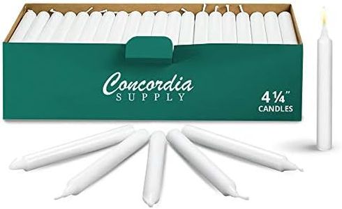 Concordia Supply Church Candles for Candle Light Service Vigil - 4.25" x 1/2" Bulk White Candles for Memorial, Congregational, Shabbat, Wedding, Communion, Baptism & Christmas Ceremonies - Box of 100