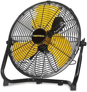 VENTISOL 12 Inch 1560 CFM High Velocity Heavy Duty Floor Fan with 3 Powerful Speeds,Portable Metal Fan,180°Tilting Quiet Shop Fan for Commercial, Residential, Gym, Home Use- ETL Listed, Black