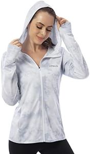 KPSUN Women's UPF 50+ UV Sun Protection Clothing Zip Up Hoodie SPF Long Sleeve Sun Shirt Fishing Hiking Outdoor Jacket,greyprint,L