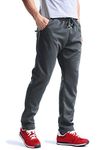 MAGCOMSEN Mens Sweatpants Open Hem Cotton Trousers Outdoor Joggers for Men Zipper Pockets Tracksuit Bottoms Mens Grey Elasticated Waist Gym Clothes with Drawstring
