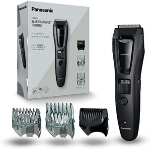 Panasonic Beard, Hair and Body Trimmer, Rechargeable with 45° Nano-Polished Japanese Stainless Steel Blades, 39 Length Settings, 3 Comb Attachments, 50-Minute Battery Life, and Washable Design (ER-GB62-H541)