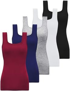 BQTQ 5 Pack Womens Square Neck Tank Tops Sleeveless Ladies Tank Top Undershirts, Black, White, Gray, Darkred，navy, X-Large