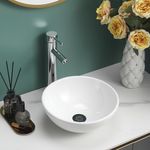 Home Supplies Ceramic Cloakroom Basin Hand Washing Sink, Modern Design Gloss White Countertop Basin Cloakroom Sink for Bathroom Lavatory, Vanity Cabinet (130x310x310mm(HxWxD))