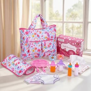 BABESIDE 14 PCS Baby Doll Accessories Set for 12–15 Inch Dolls