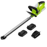 Kalamotti Cordless Hedge Trimmer, 20V 2.0A Electric Hedge Trimmers with Lightweight Cutter Bush Trimmer, 510 mm 20" Dual-Action Blade with 2PCS Battery and Charger