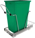 Rev-A-Shelf Pullout Trash Can for Under Kitchen Cabinets 35 Qt 12 Gallon Garbage Waste Recyling Bin with Full Extension Slides, Green, RV-12KD-19C-S