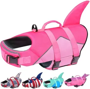 Malier Dog Life Jacket, Ripstop Dog Life Vest with Rescue Handle for Swimming Boating, Reflective Shark Puppy Life Jackets with Adjustable Straps for Small Medium Large Dogs (X-Large)