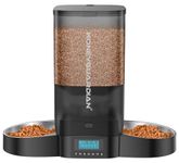 HoneyGuaridan 5L Automatic Cat Feeder for Two Cats, Cat Food Dispenser with Stainless Steel Bowl,Timed Cat Feeder Programmable 1-6 Meals Control, Dual Power Supply,Desiccant Bag,10s Meal Call