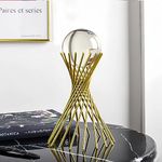 HARIVAR MART Clear Crystal Ball with Gold Art Deco Stand | Light Luxury Crystal Sphere for Photography, Ornaments, Bookcase Decor, Wedding, and Party | Beautiful Home Decor and Unique Gift Idea(C)