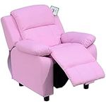 HOMCOM Kids Sofa Armchair Toddler Recliner Children's Chair Lounger Games Chair PU Leather w/Storage (Pink)