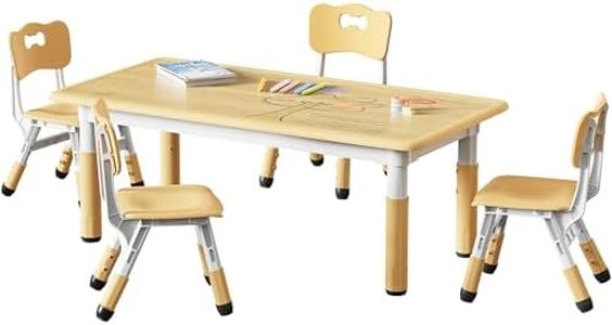 Brelley Height Adjustable Toddler Table and 4 Chairs Set, Beige
