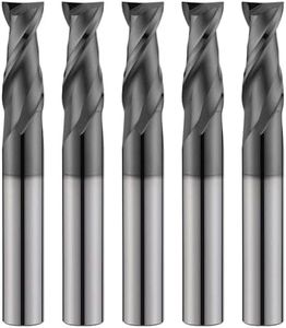 AYCHOLIZ 1/4" Solid Carbide Square Nose End Mills Set Micro Grain Tungsten Carbide Milling Bits 2Flute AlTiN Coating CNC Router Bit for Steel,(5 pcs)