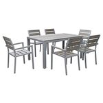 CorLiving Gallant 7pc Sun Bleached Grey Outdoor Dining Set