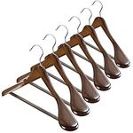 High-Grade Wide Shoulder Wooden Hangers 10 Pack with Non Slip Pants Bar - Smooth Finish Solid Wood Suit Hanger Coat Hanger, Holds upto 20lbs, 360° Swivel Hook, for Dress, Jacket, Heavy Clothes Hangers