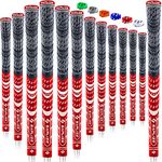 SAPLIZE 13 Golf Grips, Standard, Red, All Weather Multi Compound Hybrid Golf Club Grips