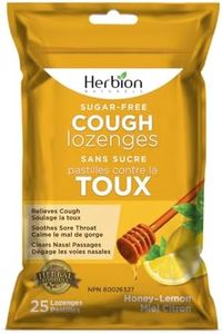 Herbion Naturals Sugar-Free Cough Lozenges with Natural Honey-Lemon Flavour – 25 Count – Quick Relief from Cough, Sore Throat & Nasal Congestion – With Medicinal Herbal Extracts - For Adults & Kids 12+