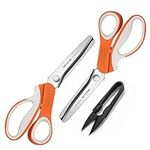 Pinking Shears Set (Pack of 2 PCS, Serrated & Scalloped Edges) by Mesenic - Zig-zag Scissor for Fabric Leather & Paper - Pinking Dressmaking Sewing Scissors MS-004-C