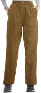 iCreek Women's Rain Pants Waterproof Breathable Lightweight Rain Over Pants (Brown, XX-Large Tall)