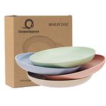 Shopwithgreen 4 Pack 7.8 Inch Eco-Friendly Wheat Straw Plates Deep Plastic Dishes, Reusable and Durable for Kids Adults, Microwave & Dishwasher Safe, BPA-Free (Blush Color)