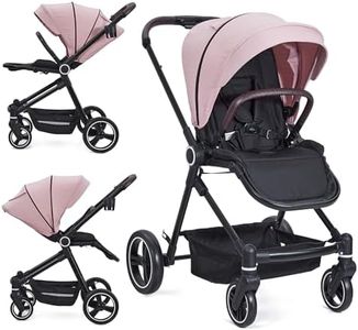 Baby Stroller for Newborn, 4 Modes Convertible Toddler Stroller, High Landscape Pushchair with Reversible Seat, One-Hand Fold, Cup Holder, Storage Basket, Adjustable Footrest & Canopy, Pink