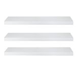 eSituro Floating Shelves, Set of 3 Large White Wall Shelves,Simple to Install Wooden Shelf for Bedroom,Living Room,Kitchen,Display Storage Rack, Home Office Furniture Each Shelf 40x23x3.8cm